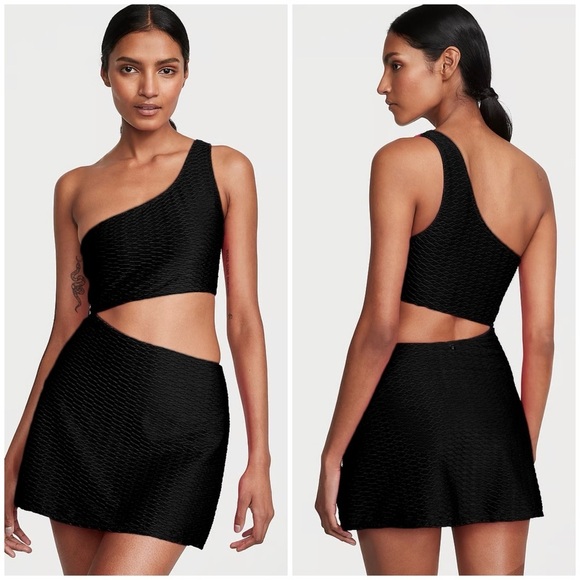 Victoria’s Secret Black Textured Cut-Out Swim Dress - Picture 1 of 13